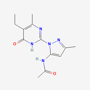 molecular formula C13H17N5O2 B2704889 N-(1-(5-ethyl-4-methyl-6-oxo-1,6-dihydropyrimidin-2-yl)-3-methyl-1H-pyrazol-5-yl)acetamide CAS No. 79871-83-3