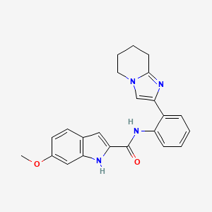 molecular formula C23H22N4O2 B2704891 N-(2-{5H,6H,7H,8H-imidazo[1,2-a]pyridin-2-yl}phenyl)-6-methoxy-1H-indole-2-carboxamide CAS No. 2097914-87-7