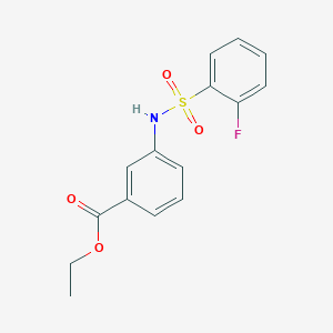 molecular formula C15H14FNO4S B270491 ethyl 3-[(2-fluorophenyl)sulfonylamino]benzoate 