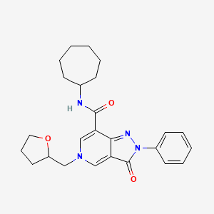molecular formula C25H30N4O3 B2704922 N-cycloheptyl-3-oxo-5-[(oxolan-2-yl)methyl]-2-phenyl-2H,3H,5H-pyrazolo[4,3-c]pyridine-7-carboxamide CAS No. 921850-99-9