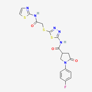 B2704944 1-(4-fluorophenyl)-5-oxo-N-(5-((2-oxo-2-(thiazol-2-ylamino)ethyl)thio)-1,3,4-thiadiazol-2-yl)pyrrolidine-3-carboxamide CAS No. 872595-45-4