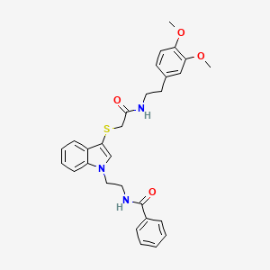 N-[2-[3-[2-[2-(3,4-dimethoxyphenyl)ethylamino]-2-oxoethyl]sulfanylindol-1-yl]ethyl]benzamide