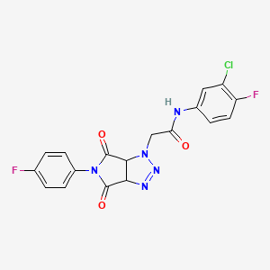 molecular formula C18H12ClF2N5O3 B2704958 N-(3-chloro-4-fluorophenyl)-2-[5-(4-fluorophenyl)-4,6-dioxo-1H,3aH,4H,5H,6H,6aH-pyrrolo[3,4-d][1,2,3]triazol-1-yl]acetamide CAS No. 1052618-93-5