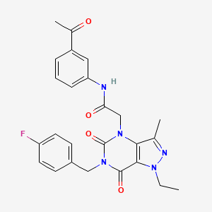 molecular formula C25H24FN5O4 B2704974 N-(3-acetylphenyl)-2-(1-ethyl-6-(4-fluorobenzyl)-3-methyl-5,7-dioxo-6,7-dihydro-1H-pyrazolo[4,3-d]pyrimidin-4(5H)-yl)acetamide CAS No. 1357816-27-3