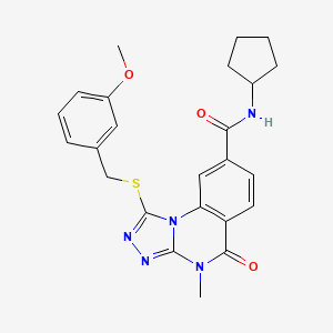 molecular formula C24H25N5O3S B2705048 N-cyclopentyl-1-{[(3-methoxyphenyl)methyl]sulfanyl}-4-methyl-5-oxo-4H,5H-[1,2,4]triazolo[4,3-a]quinazoline-8-carboxamide CAS No. 1105237-35-1