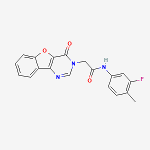 molecular formula C19H14FN3O3 B2705052 N-(3-fluoro-4-methylphenyl)-2-{6-oxo-8-oxa-3,5-diazatricyclo[7.4.0.0^{2,7}]trideca-1(9),2(7),3,10,12-pentaen-5-yl}acetamide CAS No. 850703-42-3