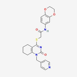 molecular formula C24H24N4O4S B2705079 N-(2,3-dihydro-1,4-benzodioxin-6-yl)-2-({2-oxo-1-[(pyridin-4-yl)methyl]-1,2,5,6,7,8-hexahydroquinazolin-4-yl}sulfanyl)acetamide CAS No. 899987-07-6