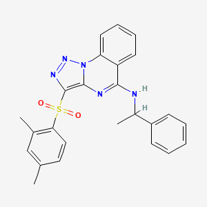 B2705138 3-[(2,4-dimethylphenyl)sulfonyl]-N-(1-phenylethyl)[1,2,3]triazolo[1,5-a]quinazolin-5-amine CAS No. 872197-16-5