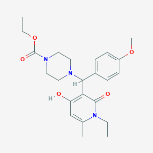 Ethyl 4-((1-ethyl-4-hydroxy-6-methyl-2-oxo-1,2-dihydropyridin-3-yl)(4-methoxyphenyl)methyl)piperazine-1-carboxylate