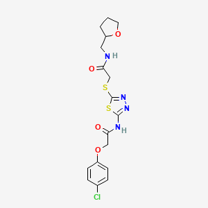 B2705275 2-(4-chlorophenoxy)-N-(5-((2-oxo-2-(((tetrahydrofuran-2-yl)methyl)amino)ethyl)thio)-1,3,4-thiadiazol-2-yl)acetamide CAS No. 893352-67-5