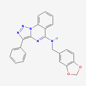 molecular formula C23H17N5O2 B2705276 N-[(2H-1,3-benzodioxol-5-yl)methyl]-3-phenyl-[1,2,3]triazolo[1,5-a]quinazolin-5-amine CAS No. 866345-48-4