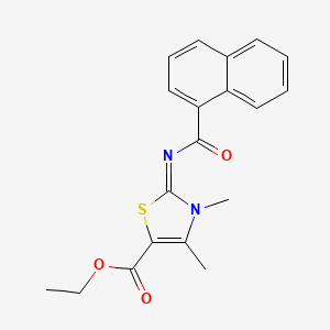 molecular formula C19H18N2O3S B2705293 ethyl (2Z)-3,4-dimethyl-2-[(naphthalene-1-carbonyl)imino]-2,3-dihydro-1,3-thiazole-5-carboxylate CAS No. 393838-89-6