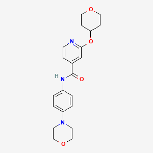 molecular formula C21H25N3O4 B2705295 N-[4-(morpholin-4-yl)phenyl]-2-(oxan-4-yloxy)pyridine-4-carboxamide CAS No. 2034622-50-7