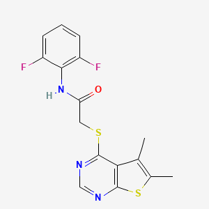 molecular formula C16H13F2N3OS2 B2705313 N-(2,6-difluorophenyl)-2-({5,6-dimethylthieno[2,3-d]pyrimidin-4-yl}sulfanyl)acetamide CAS No. 565427-06-7