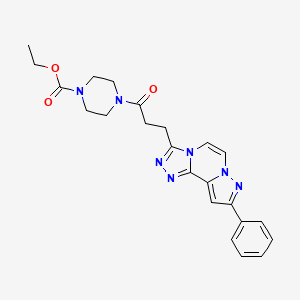 molecular formula C23H25N7O3 B2705419 ETHYL 4-[3-(9-PHENYLPYRAZOLO[1,5-A][1,2,4]TRIAZOLO[3,4-C]PYRAZIN-3-YL)PROPANOYL]TETRAHYDRO-1(2H)-PYRAZINECARBOXYLATE CAS No. 1207043-65-9