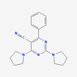 4-Phenyl-2,6-di(1-pyrrolidinyl)-5-pyrimidinecarbonitrile
