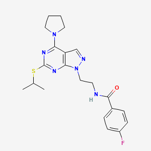 4-fluoro-N-(2-(6-(isopropylthio)-4-(pyrrolidin-1-yl)-1H-pyrazolo[3,4-d]pyrimidin-1-yl)ethyl)benzamide