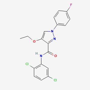 molecular formula C18H14Cl2FN3O2 B2705453 N-(2,5-dichlorophenyl)-4-ethoxy-1-(4-fluorophenyl)-1H-pyrazole-3-carboxamide CAS No. 1170251-28-1