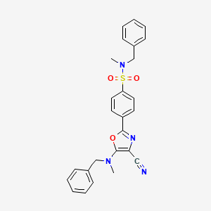 molecular formula C26H24N4O3S B2705503 N-benzyl-4-{5-[benzyl(methyl)amino]-4-cyano-1,3-oxazol-2-yl}-N-methylbenzene-1-sulfonamide CAS No. 941004-08-6