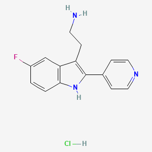 molecular formula C15H15ClFN3 B2705506 2-(5-Fluoro-2-(pyridin-4-yl)-1H-indol-3-yl)ethanamine hydrochloride CAS No. 1052411-35-4