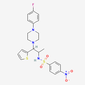N-(1-(4-(4-fluorophenyl)piperazin-1-yl)-1-(thiophen-2-yl)propan-2-yl)-4-nitrobenzenesulfonamide