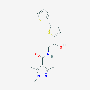 molecular formula C17H19N3O2S2 B2705519 N-(2-{[2,2'-bithiophene]-5-yl}-2-hydroxyethyl)-1,3,5-trimethyl-1H-pyrazole-4-carboxamide CAS No. 2097933-13-4