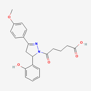 molecular formula C21H22N2O5 B2705528 5-[3-(2-Hydroxyphenyl)-5-(4-methoxyphenyl)-3,4-dihydropyrazol-2-yl]-5-oxopentanoic acid CAS No. 887222-67-5