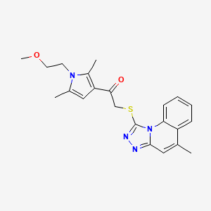 molecular formula C22H24N4O2S B2705529 1-(1-(2-methoxyethyl)-2,5-dimethyl-1H-pyrrol-3-yl)-2-((5-methyl-[1,2,4]triazolo[4,3-a]quinolin-1-yl)thio)ethanone CAS No. 379236-24-5