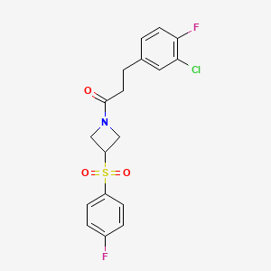 3-(3-Chloro-4-fluorophenyl)-1-(3-((4-fluorophenyl)sulfonyl)azetidin-1-yl)propan-1-one