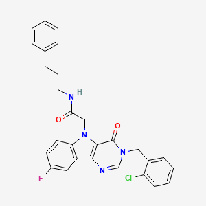 2-(3-(2-chlorobenzyl)-8-fluoro-4-oxo-3H-pyrimido[5,4-b]indol-5(4H)-yl)-N-(3-phenylpropyl)acetamide