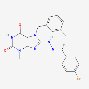 8-[(E)-2-[(4-bromophenyl)methylidene]hydrazin-1-yl]-3-methyl-7-[(3-methylphenyl)methyl]-2,3,6,7-tetrahydro-1H-purine-2,6-dione