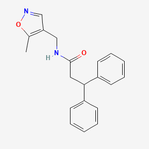 molecular formula C20H20N2O2 B2705552 N-[(5-methyl-1,2-oxazol-4-yl)methyl]-3,3-diphenylpropanamide CAS No. 2034245-49-1