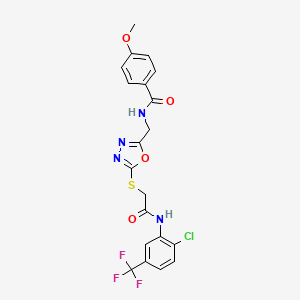 molecular formula C20H16ClF3N4O4S B2705574 N-({5-[({[2-chloro-5-(trifluoromethyl)phenyl]carbamoyl}methyl)sulfanyl]-1,3,4-oxadiazol-2-yl}methyl)-4-methoxybenzamide CAS No. 851783-41-0