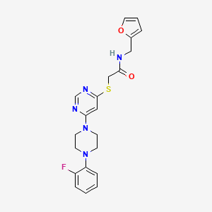 molecular formula C21H22FN5O2S B2705590 2-((6-(4-(2-fluorophenyl)piperazin-1-yl)pyrimidin-4-yl)thio)-N-(furan-2-ylmethyl)acetamide CAS No. 1170817-58-9