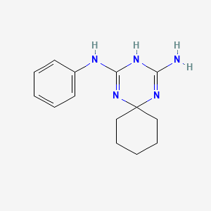 molecular formula C14H19N5 B2705599 N2-Phenyl-1,3,5-triazaspiro[5.5]undeca-1,3-diene-2,4-diamine CAS No. 300697-12-5