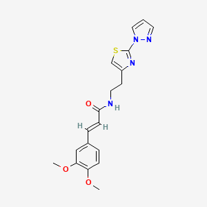 (E)-N-(2-(2-(1H-pyrazol-1-yl)thiazol-4-yl)ethyl)-3-(3,4-dimethoxyphenyl)acrylamide