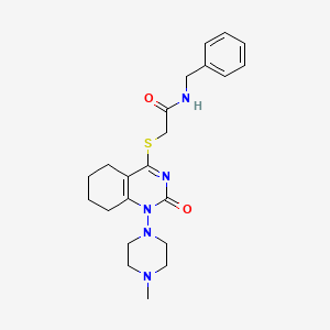 molecular formula C22H29N5O2S B2705611 N-benzyl-2-((1-(4-methylpiperazin-1-yl)-2-oxo-1,2,5,6,7,8-hexahydroquinazolin-4-yl)thio)acetamide CAS No. 899951-42-9