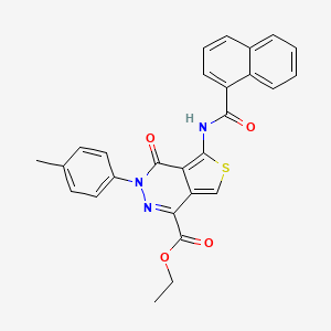 molecular formula C27H21N3O4S B2705637 ethyl 3-(4-methylphenyl)-5-(naphthalene-1-amido)-4-oxo-3H,4H-thieno[3,4-d]pyridazine-1-carboxylate CAS No. 851948-47-5