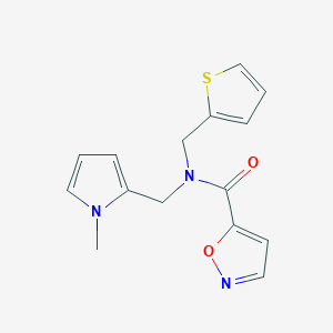 molecular formula C15H15N3O2S B2705672 N-((1-methyl-1H-pyrrol-2-yl)methyl)-N-(thiophen-2-ylmethyl)isoxazole-5-carboxamide CAS No. 1324313-82-7