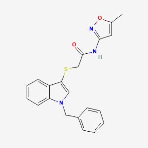 molecular formula C21H19N3O2S B2705673 2-((1-苄基-1H-吲哚-3-基)硫)-N-(5-甲基异噁唑-3-基)乙酰胺 CAS No. 681273-78-9