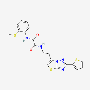molecular formula C19H17N5O2S3 B2705718 N'-[2-(methylsulfanyl)phenyl]-N-{2-[2-(thiophen-2-yl)-[1,2,4]triazolo[3,2-b][1,3]thiazol-6-yl]ethyl}ethanediamide CAS No. 1210237-83-4