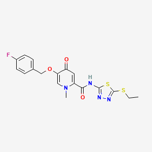 molecular formula C18H17FN4O3S2 B2705736 N-(5-(ethylthio)-1,3,4-thiadiazol-2-yl)-5-((4-fluorobenzyl)oxy)-1-methyl-4-oxo-1,4-dihydropyridine-2-carboxamide CAS No. 1021249-69-3