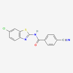 molecular formula C15H8ClN3OS B2705751 N-(6-chloro-1,3-benzothiazol-2-yl)-4-cyanobenzamide CAS No. 313662-28-1
