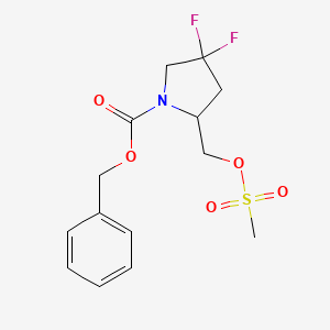 molecular formula C14H17F2NO5S B2705763 Benzyl4,4-difluoro-2-[(methanesulfonyloxy)methyl]pyrrolidine-1-carboxylate CAS No. 2287313-72-6