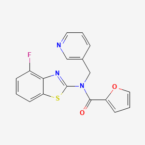 molecular formula C18H12FN3O2S B2705765 N-(4-fluoro-1,3-benzothiazol-2-yl)-N-[(pyridin-3-yl)methyl]furan-2-carboxamide CAS No. 895012-01-8