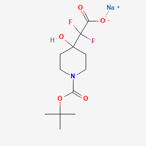 molecular formula C12H18F2NNaO5 B2705833 Sodium 2-{1-[(tert-butoxy)carbonyl]-4-hydroxypiperidin-4-yl}-2,2-difluoroacetate CAS No. 2172503-49-8