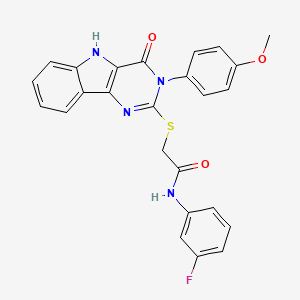 molecular formula C25H19FN4O3S B2705857 N-(3-fluorophenyl)-2-((3-(4-methoxyphenyl)-4-oxo-4,5-dihydro-3H-pyrimido[5,4-b]indol-2-yl)thio)acetamide CAS No. 536707-63-8