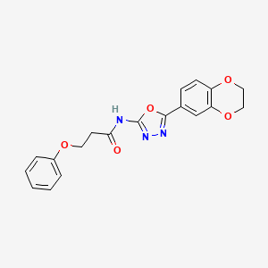 molecular formula C19H17N3O5 B2705878 N-[5-(2,3-dihydro-1,4-benzodioxin-6-yl)-1,3,4-oxadiazol-2-yl]-3-phenoxypropanamide CAS No. 851094-58-1