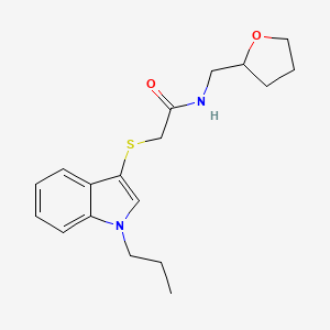 molecular formula C18H24N2O2S B2705945 N-[(oxolan-2-yl)methyl]-2-[(1-propyl-1H-indol-3-yl)sulfanyl]acetamide CAS No. 862825-69-2