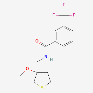 molecular formula C14H16F3NO2S B2705973 N-[(3-METHOXYTHIOLAN-3-YL)METHYL]-3-(TRIFLUOROMETHYL)BENZAMIDE CAS No. 1448122-30-2